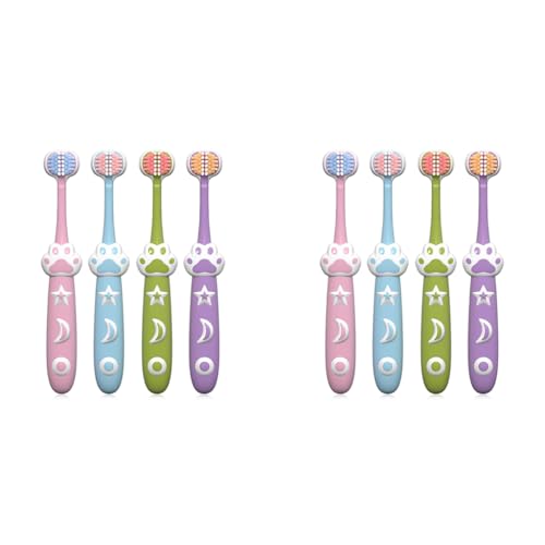 HANNEA® 8PCS Kids Toothbrush Triple-sided for Age 3+ Ultra Soft Bristle Brush Designed Deciduous Teeth Cute Lovely Cartoon Cat Palm Handle Child Toddlers HANNEA® 8PCS Kids Toothbrush Triple-sided for Age 3+ Ultra Soft Bristle Brush Designed Deciduous Teeth Cute Lovely Cartoon Cat Palm Handle Child Toddlers